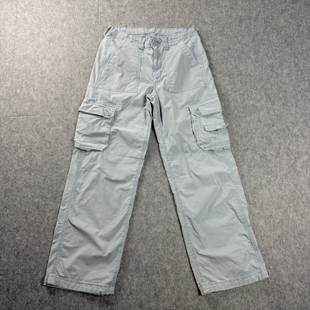 American Eagle Women Pants Size 8 Straight Leg Cargo Light Blue Grey Utility